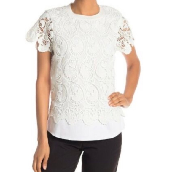 Ted Baker Tops - Ted Baker White Lace Short-Sleeve Blouse